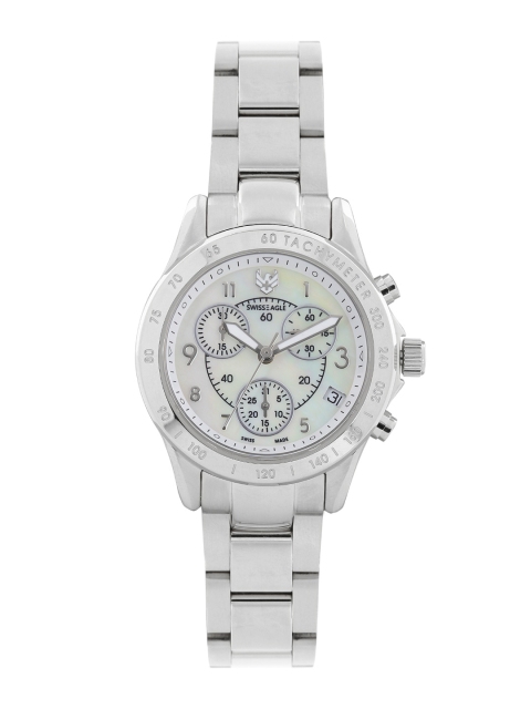 

Swiss Eagle Women Pearly White Dial Chronograph Watch SE-6026-22