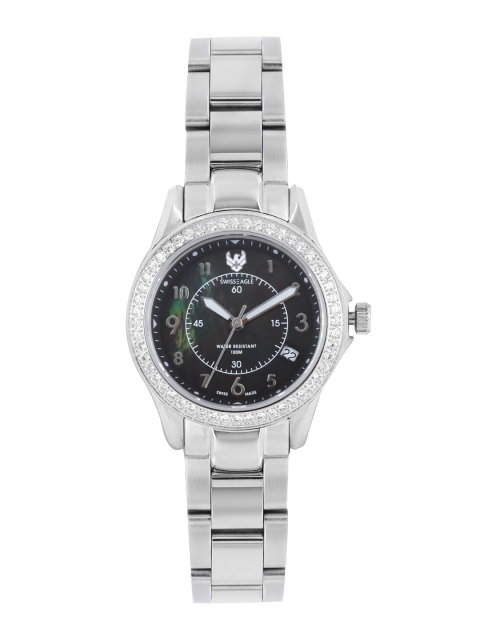 

Swiss Eagle Women Pearly Black Dial Watch SE-6027-11