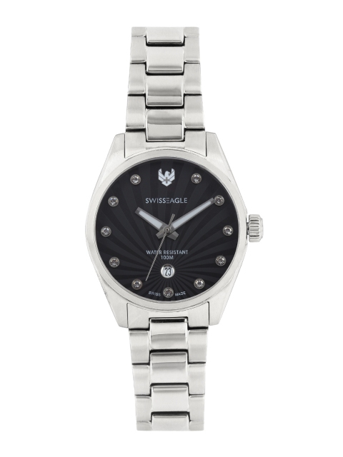 

Swiss Eagle Women Pearly Black Dial Watch SE-6048-11