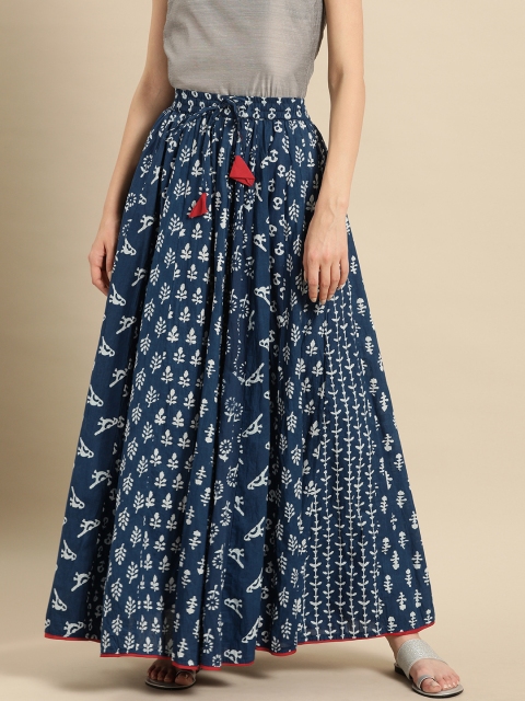 

Soch Women Blue & White Printed Flared Skirt