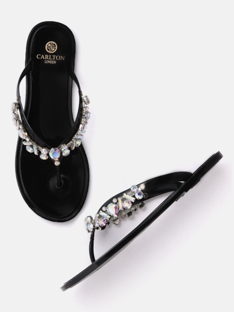 

Carlton London Women Black Embellished Open Toe Flats