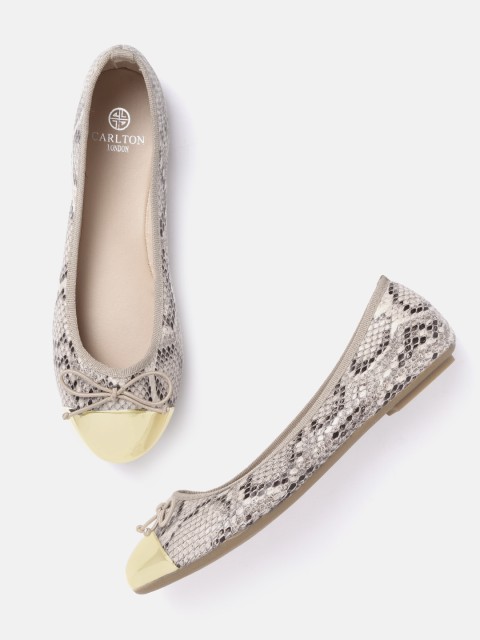 

Carlton London Women Beige & Gold-Toned Snakeskin Print Ballerinas