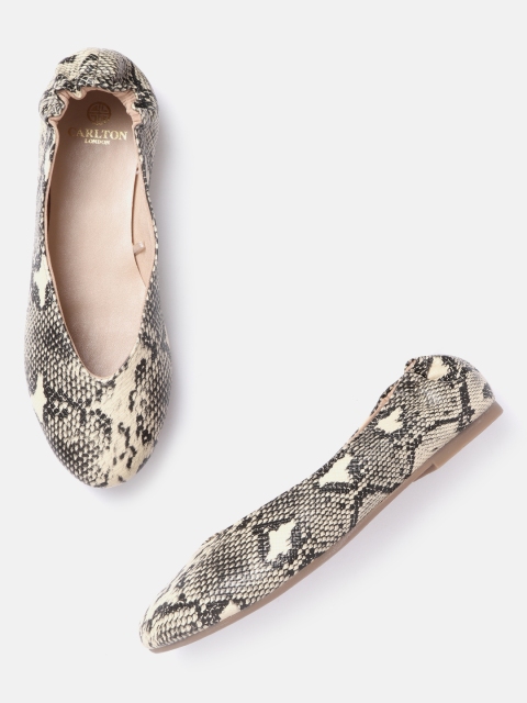 

Carlton London Women Beige & Black Snakeskin Pattern Ballerinas