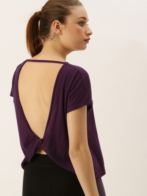 

FOREVER 21 Women Purple Solid Styled Back Top