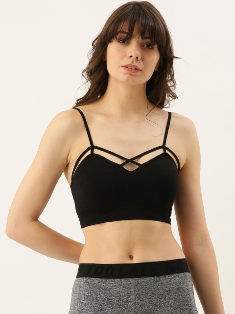 

FOREVER 21 Women Black Solid Fitted Top
