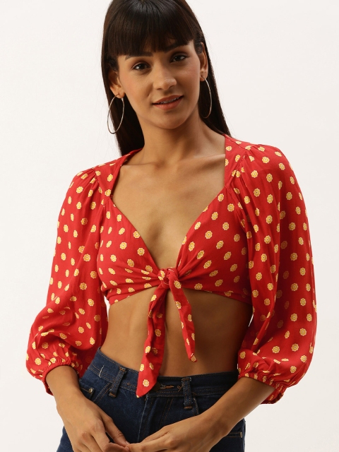 

FOREVER 21 Women Red Printed Top