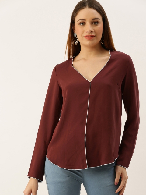 

FOREVER 21 Women Maroon Solid Top