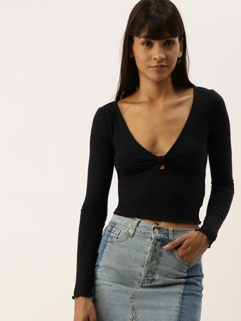 

FOREVER 21 Women Black Solid Top