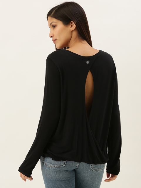 

FOREVER 21 Women Black Solid Styled Back Top