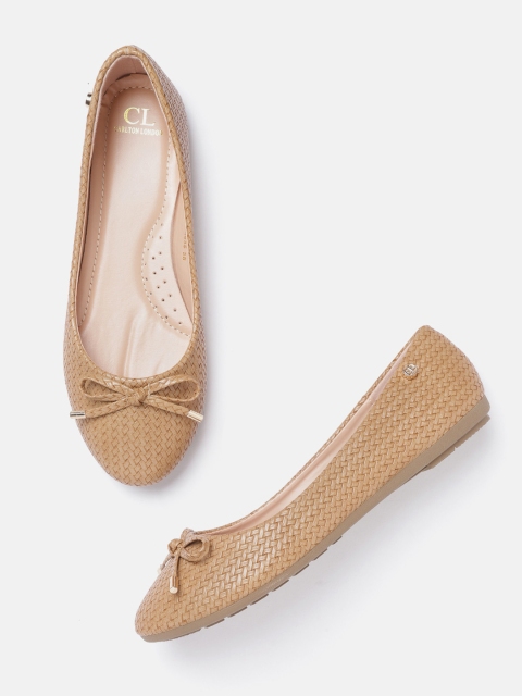 

Carlton London Women Beige Basketweave Textured Ballerinas, Brown