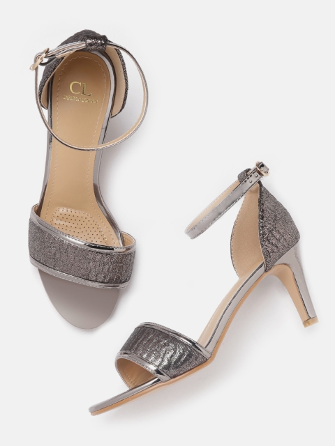 

Carlton London Women Gunmetal-Toned Textured Heels, Metallic