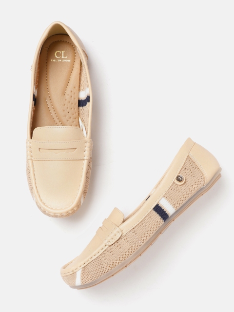 

Carlton London Women Beige Solid Penny Loafers