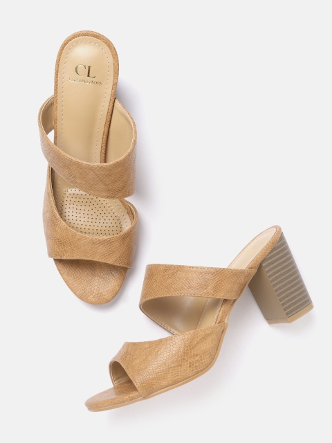 

Carlton London Women Tan Brown Snakeskin Textured Heels