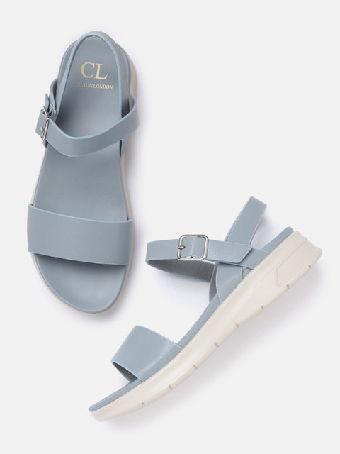 

Carlton London Women Blue Solid Open Toe Flats