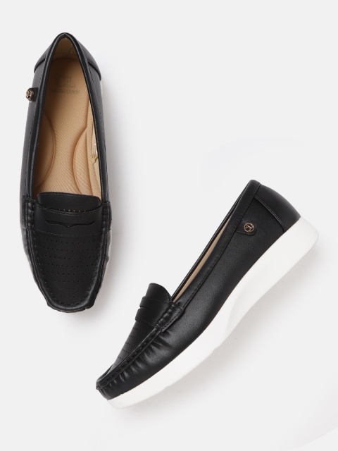 

Carlton London Women Black Perforated Penny Loafers