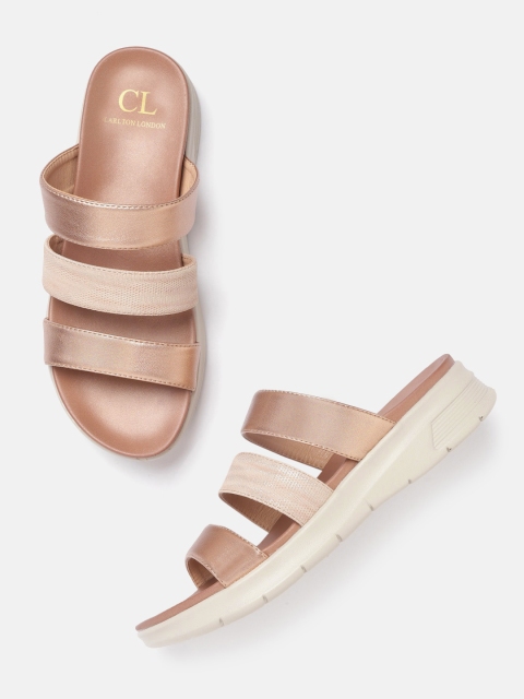 

Carlton London Women Rose Gold-Toned Solid Open Toe Flats