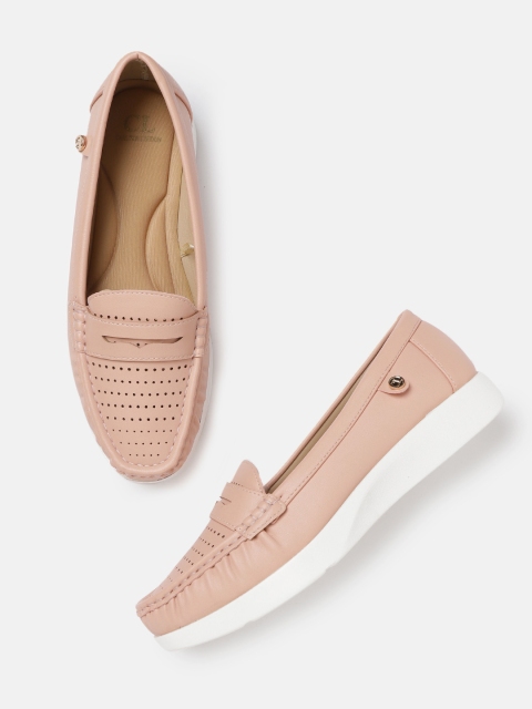 

Carlton London Women Pink Perforated Penny Loafers