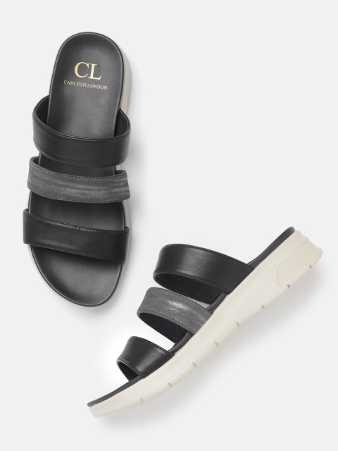 

Carlton London Women Black Solid Open Toe Flats