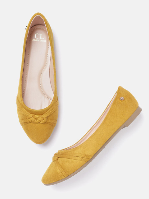 

Carlton London Women Mustard Yellow Suede Finish Solid Ballerinas