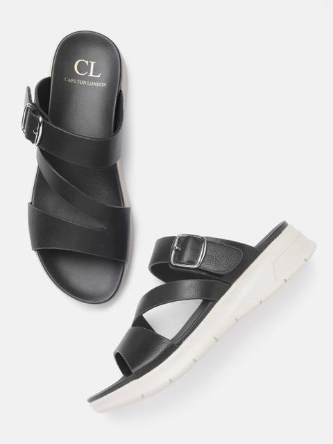 

Carlton London Women Black Solid Open Toe Flats
