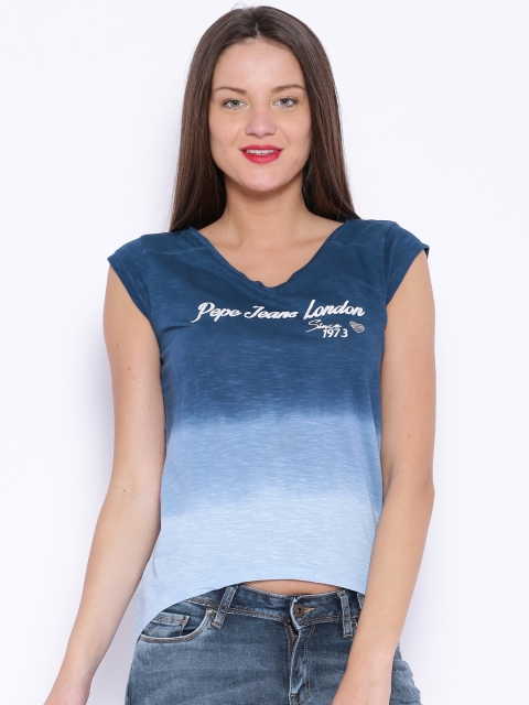 

Pepe Jeans Blue Ombre-Dyed Pure Cotton T-shirt