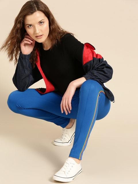 

United Colors of Benetton Women Blue Solid Treggings