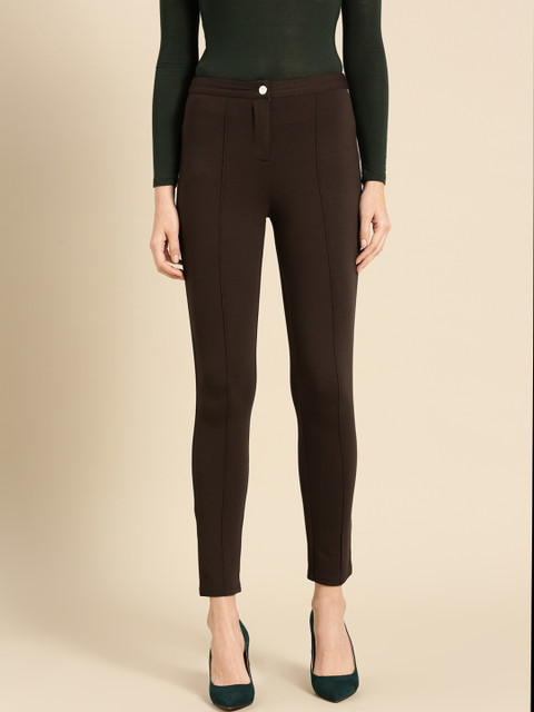 

United Colors of Benetton Women Coffee Brown Solid Treggings