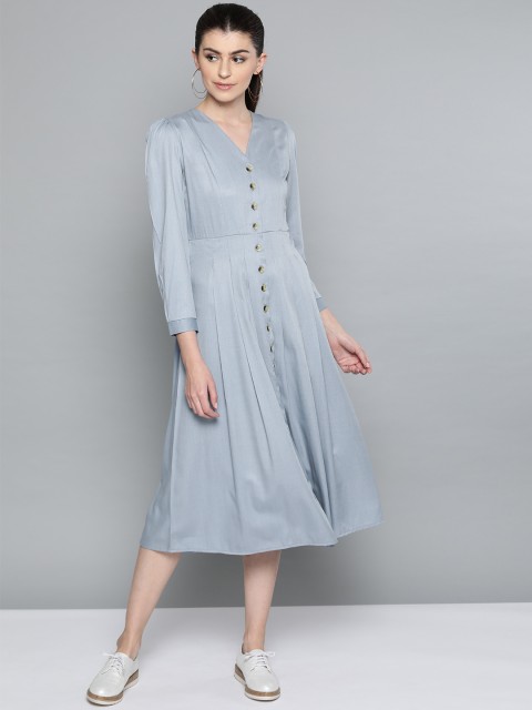 

Harpa Women Blue Solid A-Line Dress