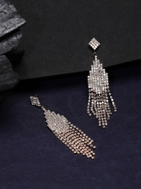 

Rubans Gold-Plated & White Cubic Zirconia Classic Drop Earrings