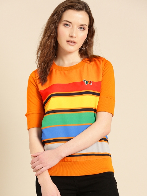 

United Colors of Benetton Women Orange Striped Top