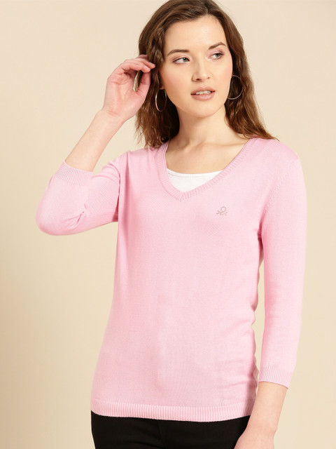 

United Colors of Benetton Women Pink Solid Top