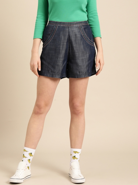 

United Colors of Benetton Women Navy Blue Solid Regular Fit Shorts