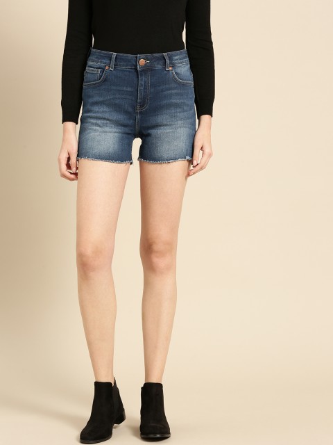 

United Colors of Benetton Women Blue Solid Regular Fit Denim Shorts