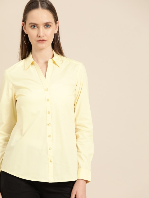 

United Colors of Benetton Women Yellow Regular Fit Solid Formal Shirt