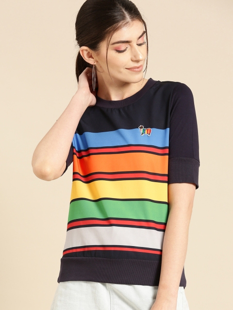 

United Colors of Benetton Women Navy Blue & Red Striped Top