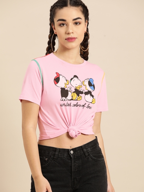 

United Colors of Benetton Women Pink Disney Printed Round Neck T-shirt