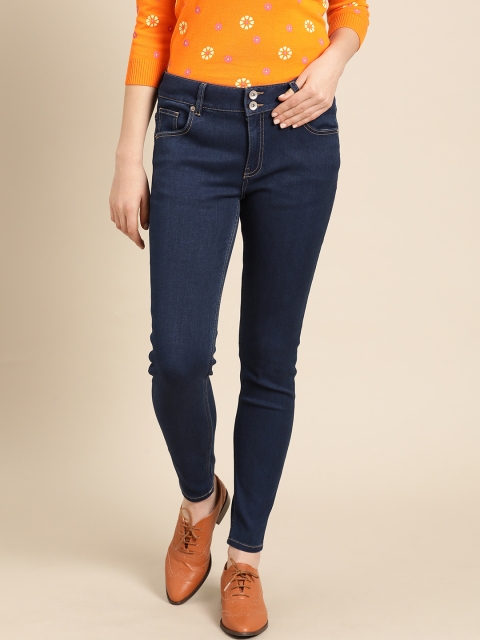 

United Colors of Benetton Women Navy Blue Skinny Fit Mid-Rise Clean Look Stretchable Jeans