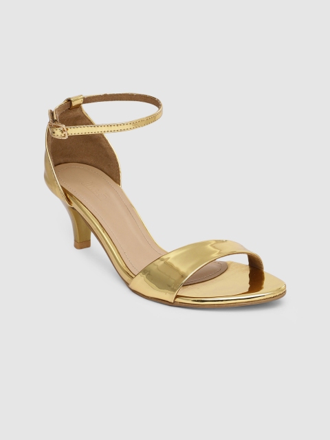 

Inc 5 Women Gold-Toned Solid Open Toe Heels