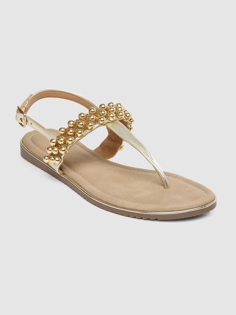 

Inc 5 Women Gold-Toned Embellished T-Strap Flats