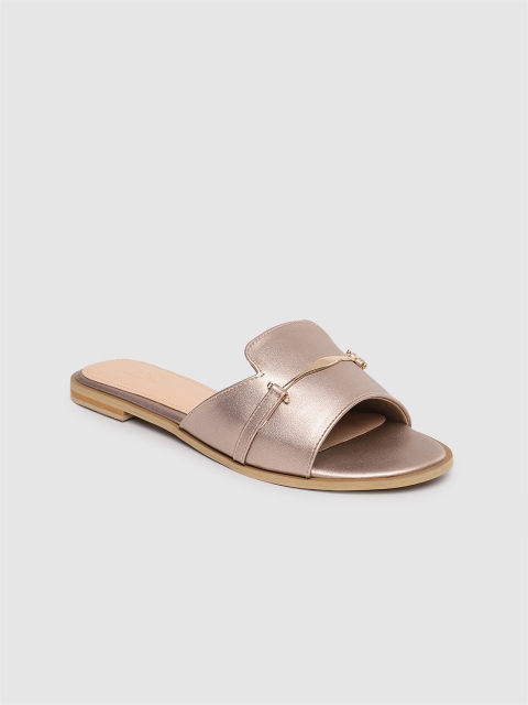 

Inc 5 Women Rose Gold Solid Open Toe Flats