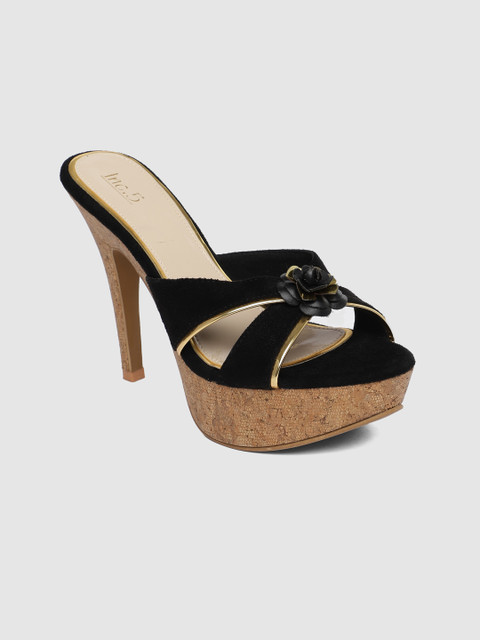 

Inc 5 Women Black Solid Embellished Suede Platforms