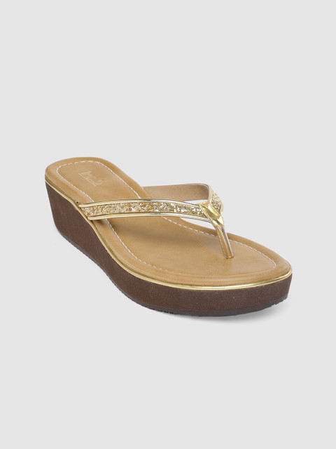 

Inc 5 Women Gold-Toned Embellished Flatforms