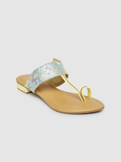 

Inc 5 Women Yellow & Blue Embroidered One Toe Flats