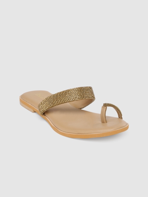 

Inc 5 Women Gold-Toned Embellished One Toe Flats