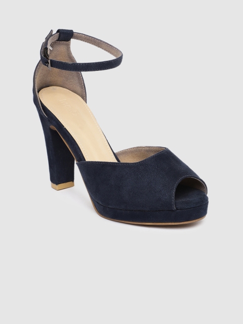 

Inc 5 Women Blue Solid Suede Peep Toes