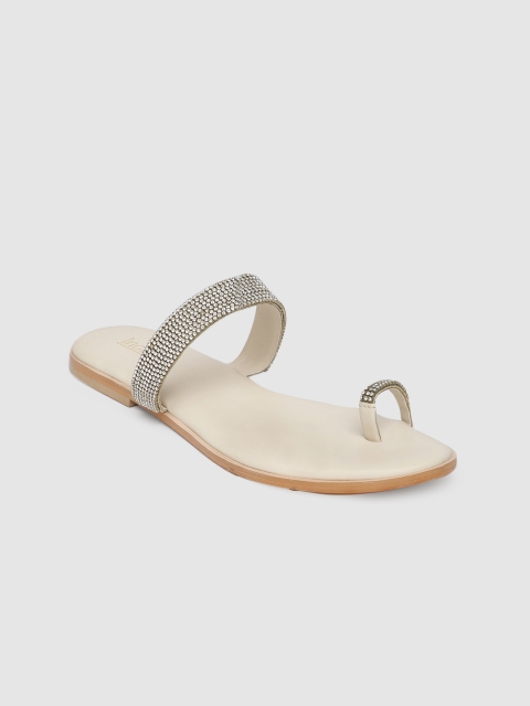 

Inc 5 Women Gold-Toned Embellished One Toe Flats
