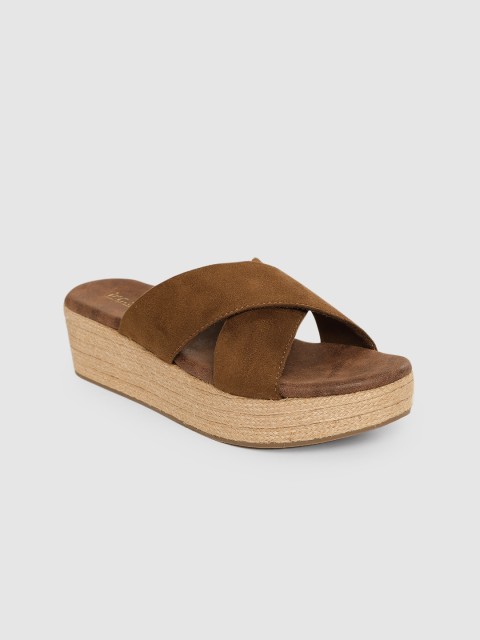 

Inc 5 Women Tan-Brown Solid Sandals