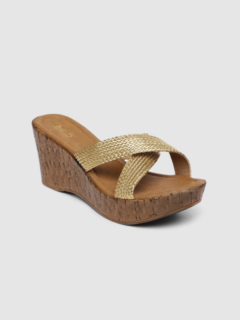 

Inc 5 Women Gold-Toned Woven Design Wedge Heels