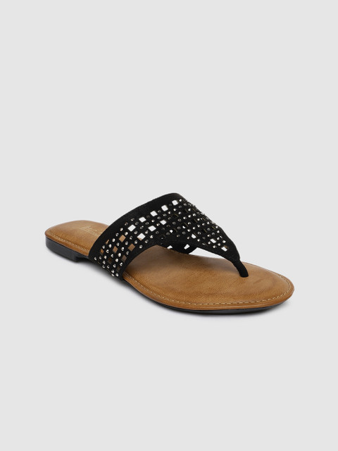 

Inc 5 Women Black Embellished Open Toe Flats