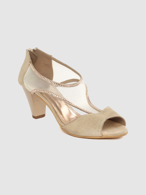 

Inc 5 Women Beige Embellished Peep Toes